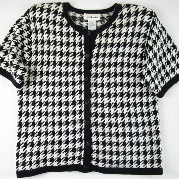 Talbots Black and White Houndstooth Cardigan - Picture 2 of 6